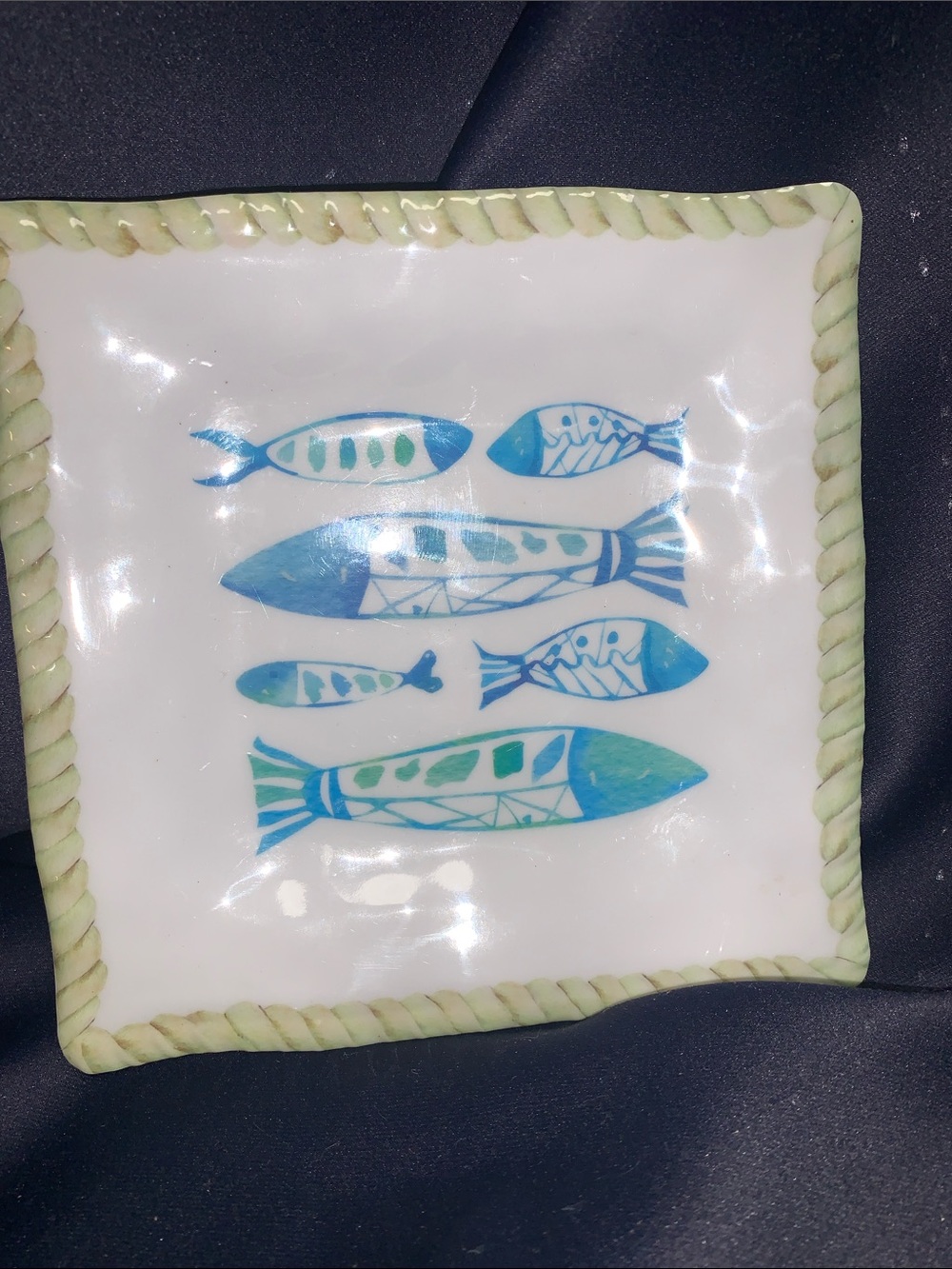 Fish dish melamine 6 x 6 beach decor EUC Picnic Pool Outdoor